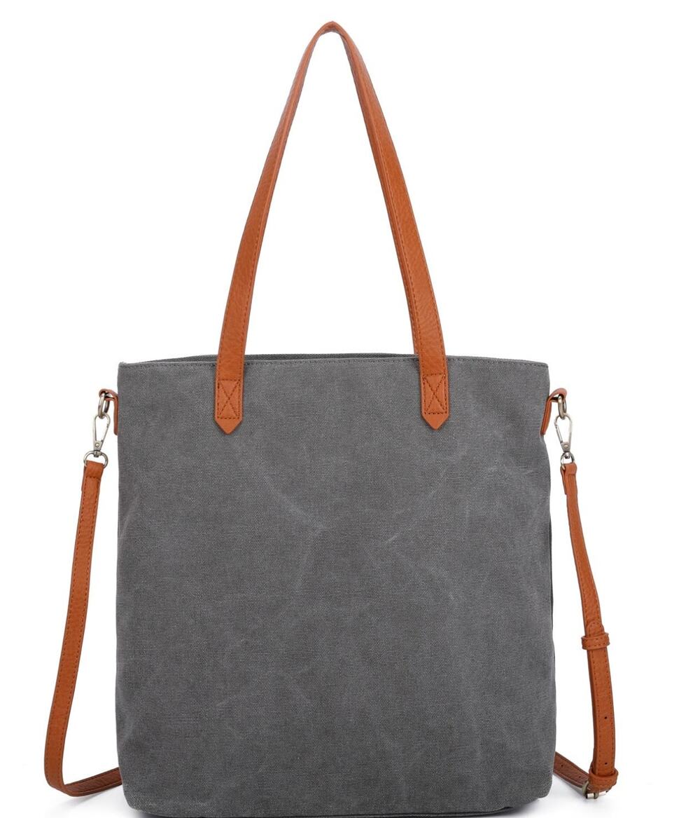 Ampere Creations Katrina Canvas Tote Bag Iron Gray Crossbody Strap New T109C